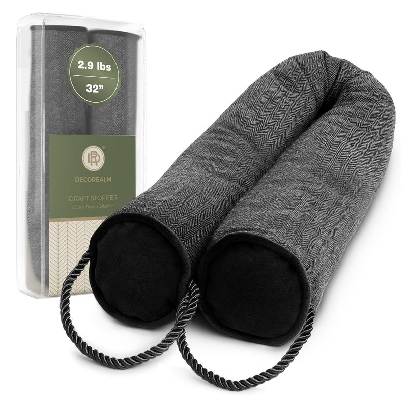 DECOREALM Heavy Duty Under Door Draft Stopper and Noise Blocker, Sound Proof Under Door Draft Guard for Doors and Windows, Provides Air Insulation and Weather Stripping for Doors (Black, 32 Inches) - Image 1